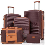 Cobens 5 Piece Luggage Sets with Spinner Wheels and Tsa Lock, Hardshell ABS Suitcase Set, Lightweight Hardside Waterproof Travel Suitcases for Men Women, 20", 24", 28" Burgundy