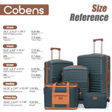 Cobens 5 Piece Luggage Sets with Spinner Wheels and Tsa Lock, Hardshell ABS Suitcase Set, Lightweight Hardside Waterproof Travel Suitcases for Men Women, 20", 24", 28" DarkGreen