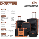 Cobens 5 Piece Luggage Sets with Spinner Wheels and Tsa Lock, Hardshell ABS Suitcase Set, Lightweight Hardside Waterproof Travel Suitcases with Wheels, 20/24/28in, Black