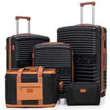 Cobens 5 Piece Luggage Sets with Spinner Wheels and Tsa Lock, Hardshell ABS Suitcase Set, Lightweight Hardside Waterproof Travel Suitcases with Wheels, 20/24/28in, Black