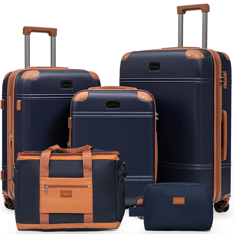 Cobens Expandable Luggage Sets 5 Piece with Detachable Spinner Wheels and TSA Lock,ABS Hard Case Suitcases with Wheels,Carry On Luggage Set