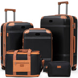 Cobens Expandable Luggage Sets 5 Piece with Detachable Spinner Wheels and TSA Lock,ABS Hard Case Suitcases with Wheels,Carry On Luggage Set