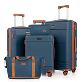 Cobens Luggage Sets 5 Piece with Spinner Wheels, Lightweight Hardshell Suitcases Set with Lock for Men and Women, Carry on Luggage Travel Set with Durable ABS Hard Case
