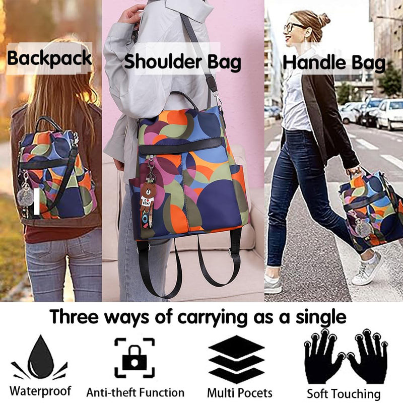 COFIHOME Anti - theft Backpack Purse for Women, Unique Geometric Print Small Fashion Daypack, Water - Resistant Oxford Shoulder Bag with Back Access - Each Pattern is One - of - a - Kind