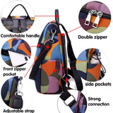 COFIHOME Anti - theft Backpack Purse for Women, Unique Geometric Print Small Fashion Daypack, Water - Resistant Oxford Shoulder Bag with Back Access - Each Pattern is One - of - a - Kind