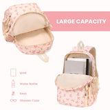 Cohawk Bow Backpack for Women Coquette Aesthetic Nylon Rucksack Cute Kawaii Backpack 3Pcs Set With Bow Pattern