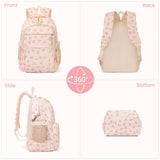 Cohawk Bow Backpack for Women Coquette Aesthetic Nylon Rucksack Cute Kawaii Backpack 3Pcs Set With Bow Pattern