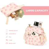 Cohawk Bow Backpack for Women Coquette Aesthetic Nylon Rucksack Cute Kawaii Backpack 3Pcs Set With Bow Pattern