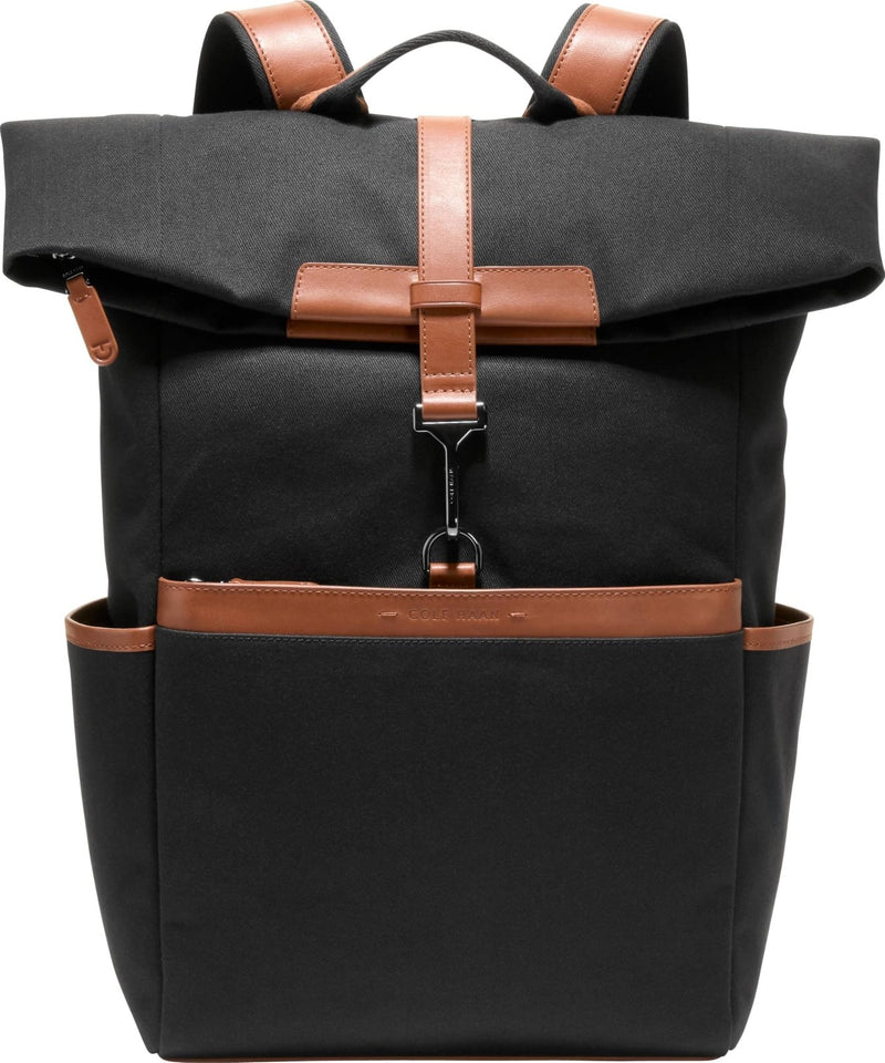 Cole Haan Men's Judson Brushed Twill Backpack, Black/New British Tan