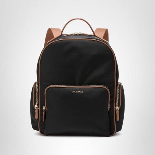 Cole Haan Women's Delancey Nylon Backpack, Black/Golden Honey