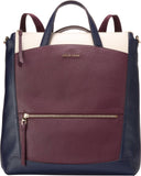 Cole Haan Women's Grand Ambition Leather Backpack, Black Garnet/Midnight Moon/Ivory