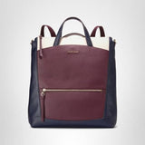 Cole Haan Women's Grand Ambition Leather Backpack, Black Garnet/Midnight Moon/Ivory