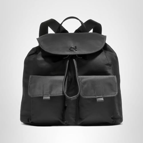 Cole Haan Women's Grand Series Nylon Flap Backpack, Black Solid