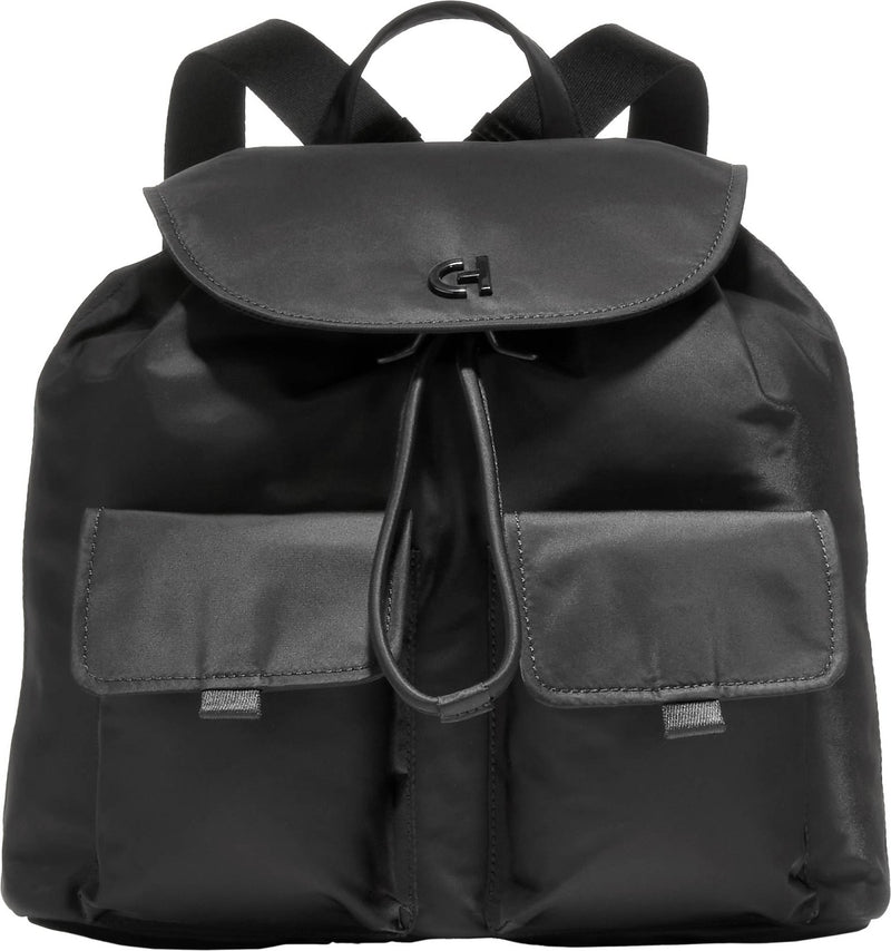 Cole Haan Women's Grand Series Nylon Flap Backpack, Black Solid