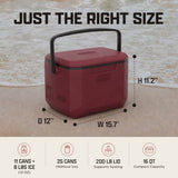 Coleman Chiller 16qt Portable Cooler with Ice Retention and 2-Way Heavy Duty Handles, Leak Resistant, Great for Camping, Concerts, Sports, and More, Cranberry