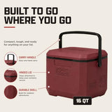 Coleman Chiller 16qt Portable Cooler with Ice Retention and 2-Way Heavy Duty Handles, Leak Resistant, Great for Camping, Concerts, Sports, and More, Cranberry