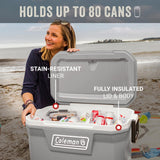 Coleman Classic Series Insulated Portable Cooler, Leak - Resistant Outdoor Hard Cooler Keeps Ice up to 5 Days, 52/70/120/150 Quart