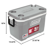 Coleman Classic Series Insulated Portable Cooler, Leak - Resistant Outdoor Hard Cooler Keeps Ice up to 5 Days, 52/70/120/150 Quart