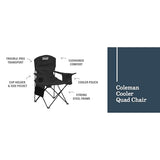 Coleman Portable Camping Chair with 4-Can Cooler, Cushioned Seat & Back with Side Pockets & Cup Holder, Carry Bag Included, Great for Camping, Tailgating, Firepits, Patio, & More