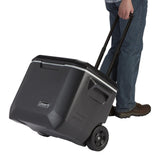 Coleman Xtreme 50qt Rolling Cooler with Wheels, Extra - Walled Insulation Keeps Ice up to 5 Days, Portable Wheeled Hard Chiller