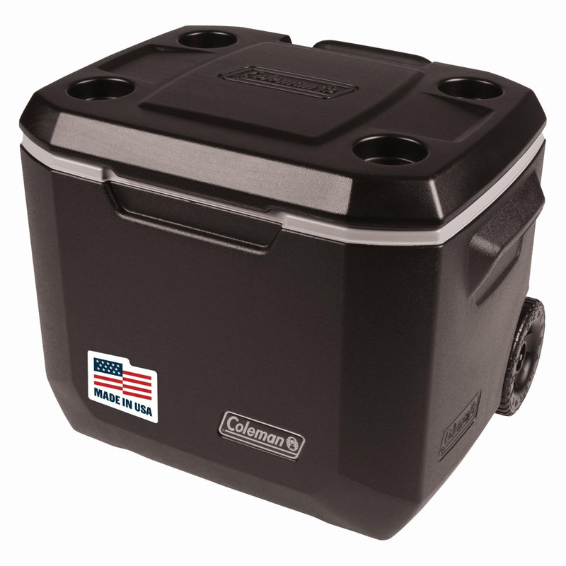 Coleman Xtreme 50qt Rolling Cooler with Wheels, Extra - Walled Insulation Keeps Ice up to 5 Days, Portable Wheeled Hard Chiller