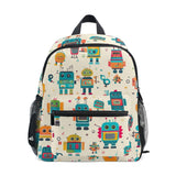 Colorful Robots Toddler Boy Backpack with Name Tag, Kids School Bag, 3-8 Years