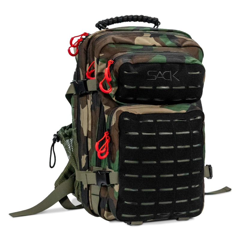 Combat Iron 35L Military Tactical Backpack for Men & Women, Molle Daypack Bug Out Bag, Hiking, Camping, Travel Rucksack with Bottle Holder, Woodland BDU Camo