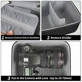 Comecase Hard Camera Case for Canon EOS Rebel T7 R50 R100 R10 R5 R6 R8 Mark II, DSLR Mirrorless Camera Bag with 6 Slots &Adjustable Divider for Lens and Accessories, Travel Storage, Jet Black