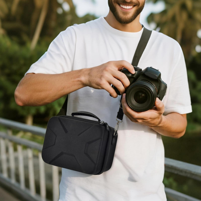 Comecase Hard Camera Case for Canon EOS Rebel T7 R50 R100 R10 R5 R6 R8 Mark II, DSLR Mirrorless Camera Bag with 6 Slots &Adjustable Divider for Lens and Accessories, Travel Storage, Jet Black