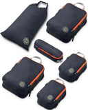 Compression Packing Cubes 3 Piece Set for Carryon Suitcases - Lightweight, Durable Clothes Organizer (Grey and Orange)