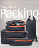 Compression Packing Cubes 3 Piece Set for Carryon Suitcases - Lightweight, Durable Clothes Organizer (Grey and Orange)