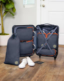Compression Packing Cubes 3 Piece Set for Carryon Suitcases - Lightweight, Durable Clothes Organizer (Grey and Orange)