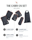 Compression Packing Cubes 3 Piece Set for Carryon Suitcases - Lightweight, Durable Clothes Organizer (Grey and Orange)