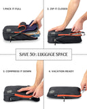Compression Packing Cubes 3 Piece Set for Carryon Suitcases - Lightweight, Durable Clothes Organizer (Grey and Orange)