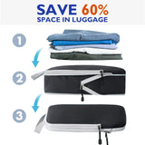 Compression Packing Cubes, 8 Set Packing Cubes for Travel Compression, Lightweight Compressible Package Organizer for Carry On and Suitcases, Black and Grey