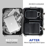 Compression Packing Cubes, 8 Set Packing Cubes for Travel Compression, Lightweight Compressible Package Organizer for Carry On and Suitcases, Black and Grey