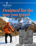Compression Packing Cubes for Travel by TRIPPED – 6 - Piece Premium Set with Laundry & Shoe Bag, Space Saving Travel Organizer Bags for Suitcase & Carry - On Luggage (Grey)