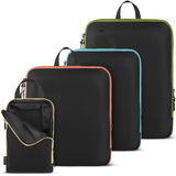 Compression Packing Cubes Set - 4 Carry - On Suitcase Organizer Bags with Compression & Inside Pockets