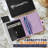 Conceal Plus Small RFID Pop Up Wallet for Women – Slim Minimalist Credit Card Holder (4 - 6 Card Capacity) – Compact Aluminum Metal Case with RFID Blocking Security Travel Wallet