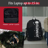 Concept One Element Backpack, Vertical Logo Skate Pack, Multi - Compartment Storage, Reflective Bungee Cord, Black