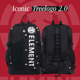 Concept One Element Backpack, Vertical Logo Skate Pack, Multi - Compartment Storage, Reflective Bungee Cord, Black