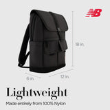 Concept One New Balance Flap Duffel Backpack, Legacy Icon Commuter Travel Bag for Men and Women, Black, 19 Inch