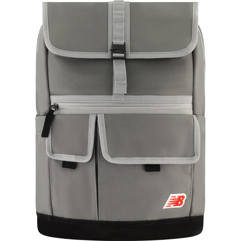 Concept One New Balance Flap Duffel Backpack, Legacy Icon Commuter Travel Bag for Men and Women, Grey, 19 Inch
