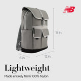 Concept One New Balance Flap Duffel Backpack, Legacy Icon Commuter Travel Bag for Men and Women, Grey, 19 Inch