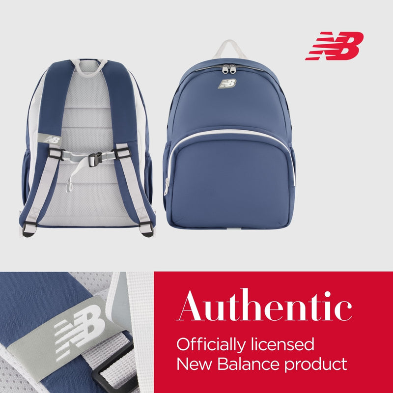 Concept One New Balance Heritage Laptop Backpack, Casual Commuter Travel Bag for Men and Women, Indigo, 18 Inches