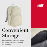 Concept One New Balance Heritage Laptop Backpack, Casual Commuter Travel Bag for Men and Women, Taupe, 18 Inches