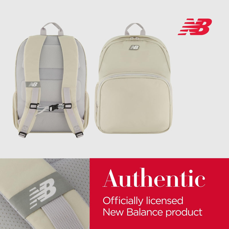 Concept One New Balance Heritage Laptop Backpack, Casual Commuter Travel Bag for Men and Women, Taupe, 18 Inches