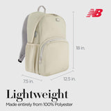 Concept One New Balance Heritage Laptop Backpack, Casual Commuter Travel Bag for Men and Women, Taupe, 18 Inches