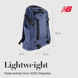 Concept One New Balance Laptop Backpack, Athletics Advanced Commuter Travel Bag for Men and Women, Indigo, 19.5 inch