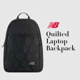 Concept One New Balance Laptop Backpack, Quilted Commuter Travel Bag for Men and Women, Black, 19 Inch